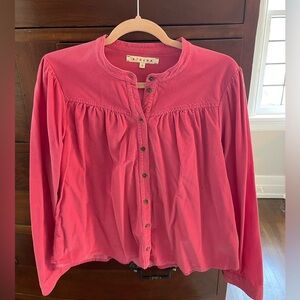 Xirena pink micro cord button down top S